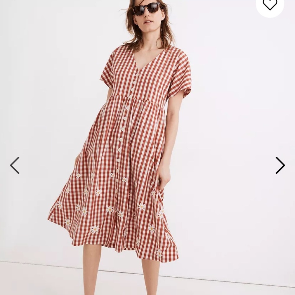 madewell daisy embroidered button front midi dress